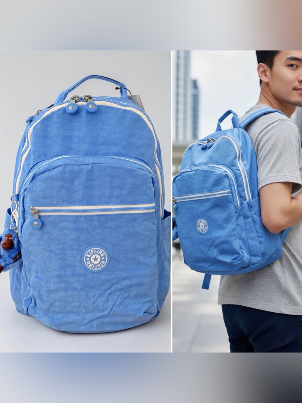 Kipling Seoul School Large 15" Backpack Bouncy Blue
